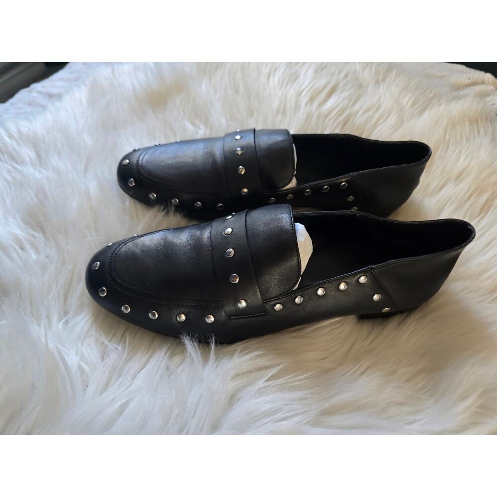 New Anthropologie Suede Studio Studded Black Loafers - EU 40.5 - Picture 2 of 4